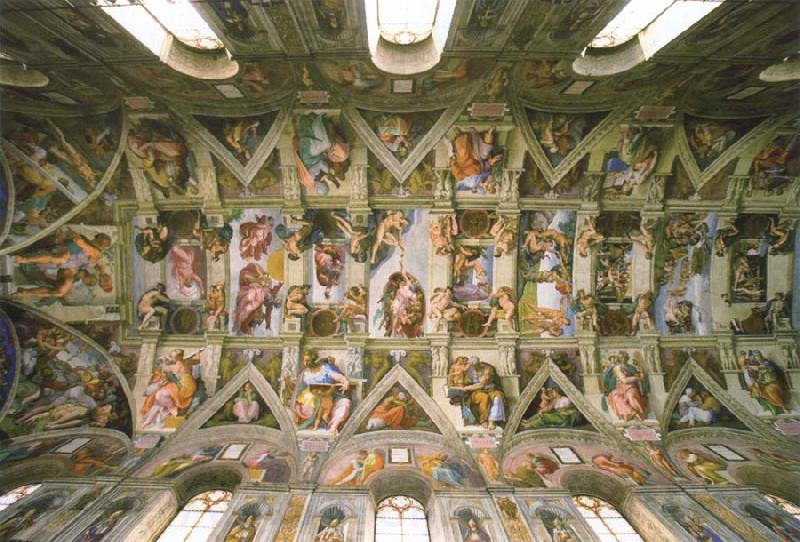 Michelangelo Buonarroti the sistine chapel ceiling France oil painting art
